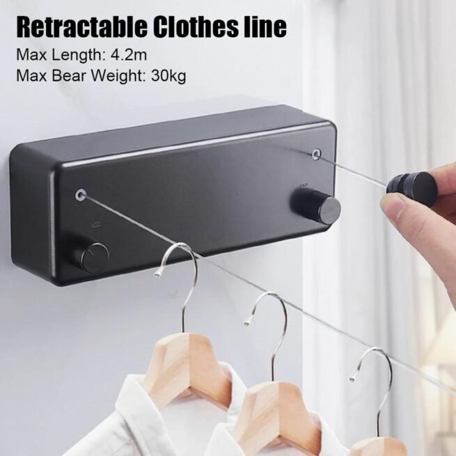 Corde à linge rectractable 4m 20 en acier inoxydable