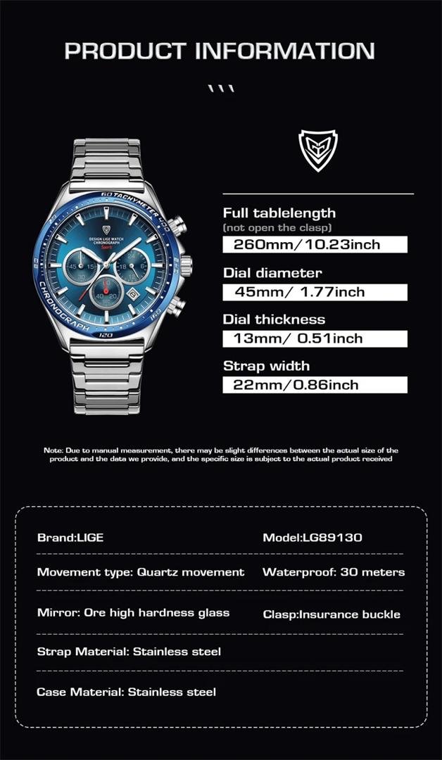 Montre pour homme avec garantie 1 an