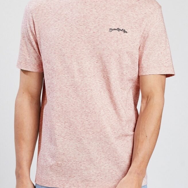 T-shirt rose chiné coton